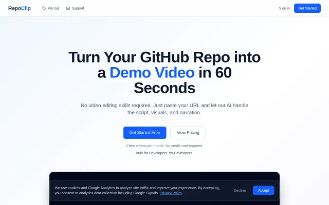 RepoClip – Generate promo videos from GitHub repos using AI