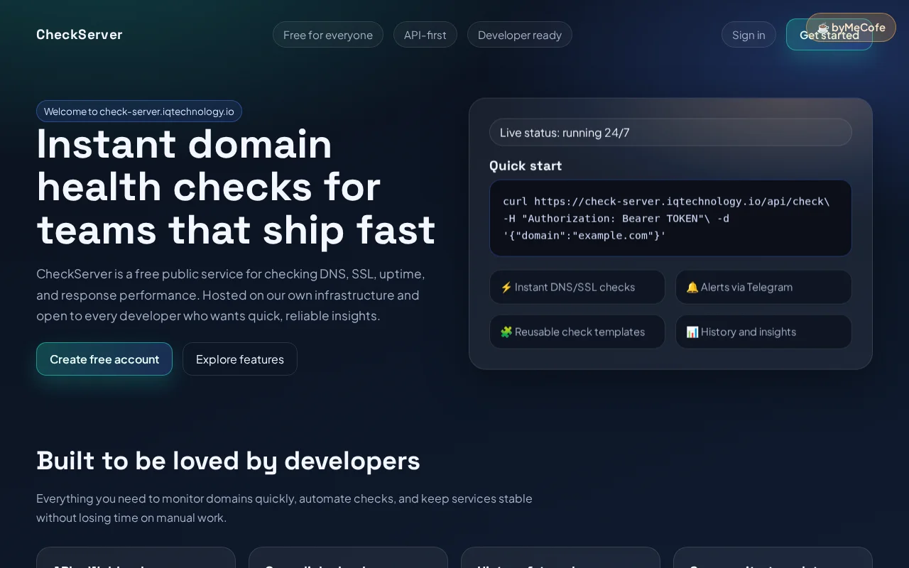 Free domain health monitoring tool