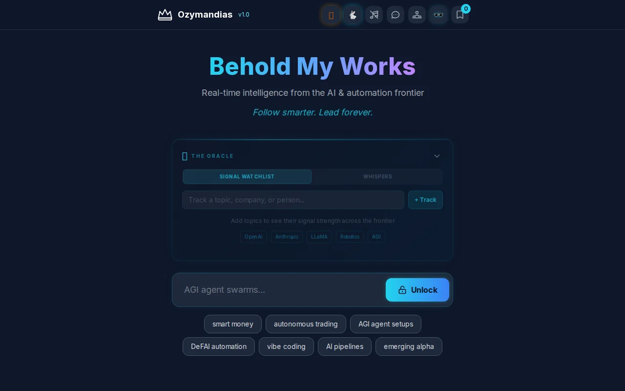 Ozymandias – Real-time feed for discovering emerging AI/AGI trends