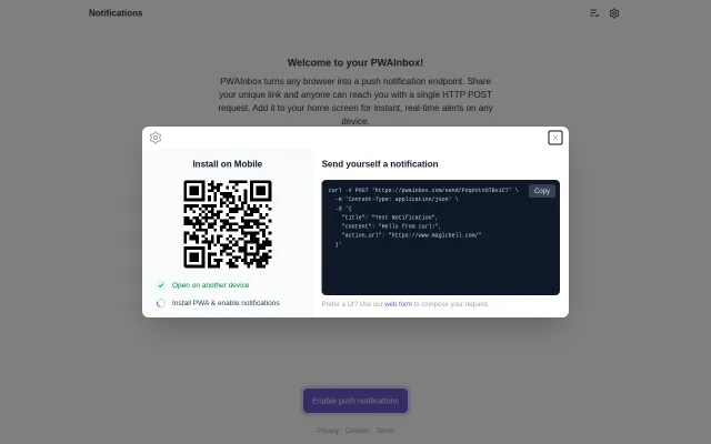 I made a PWA that serves as a throwaway push notification inbox