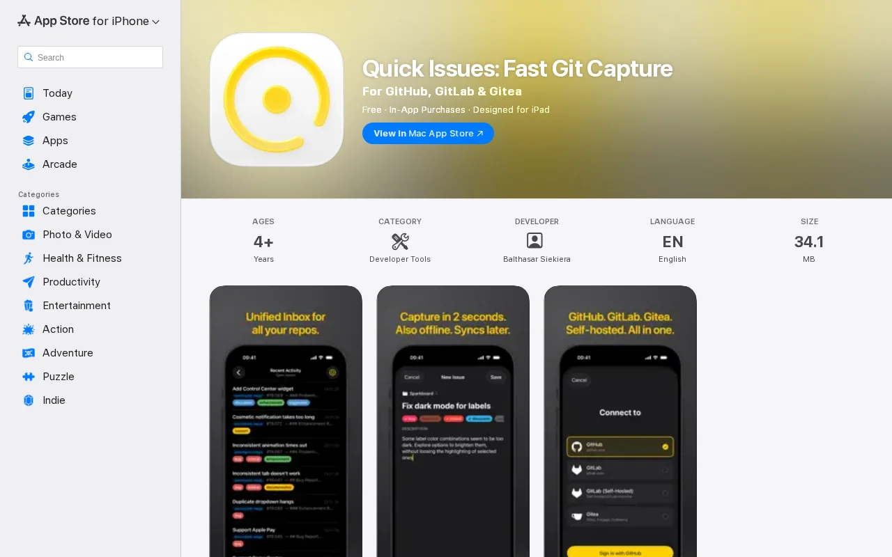 Quick Issues: A Fast Mobile Issue Capture for GitHub, GitLab, and Gitea