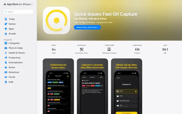 Quick Issues: A Fast Mobile Issue Capture for GitHub, GitLab, and Gitea