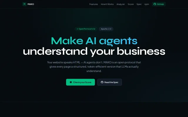 MAKO – Open protocol for LLM-optimized web content (93% fewer tokens)