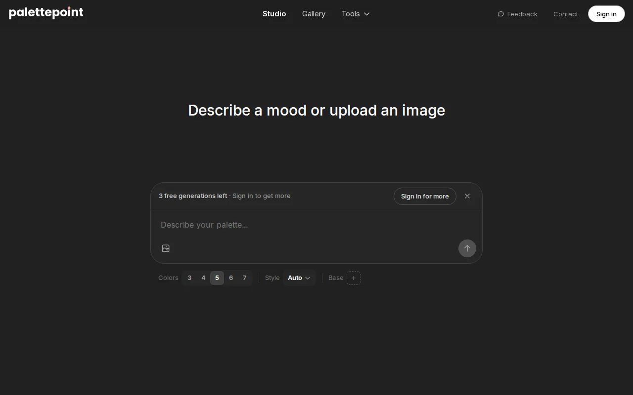 Palettepoint – Create AI and Nature powered color palettes in seconds