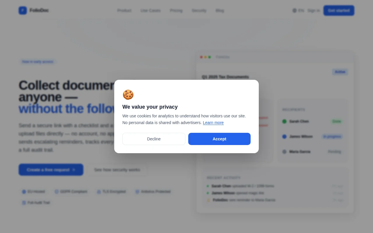 FolioDoc – I built a tool to stop chasing clients for documents