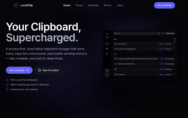 LucidClip – a privacy-first, local-first clipboard manager for macOS