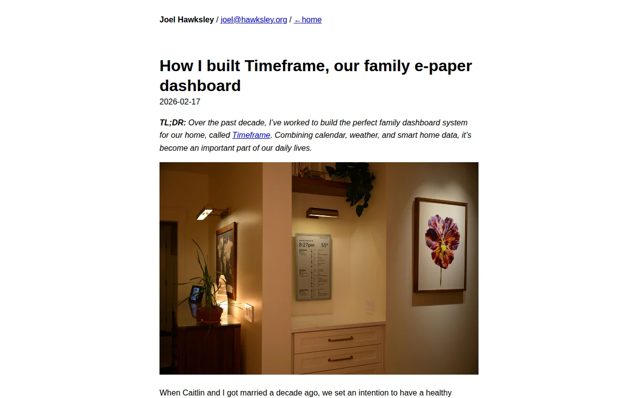 How I built Timeframe, our family e-paper dashboard
