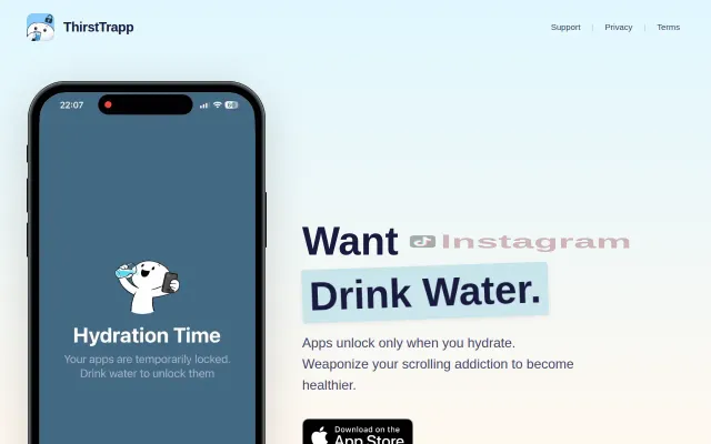 I built an app that forces me to drink water before I can open TikTok