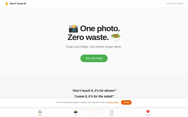 Don't Touch It – AI scans your fridge, recipes by what expires first