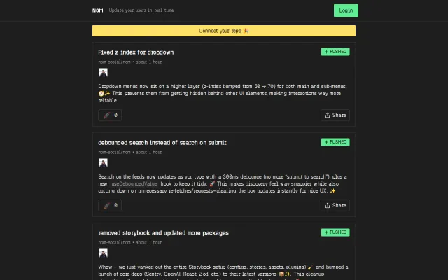 Nom – Turn GitHub activity into updates