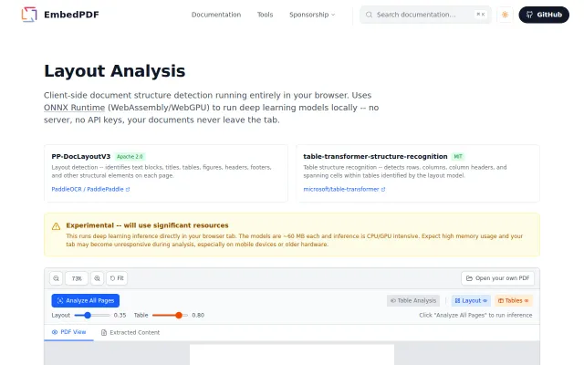 I'm running ML models for PDF layout analysis entirely in the browser