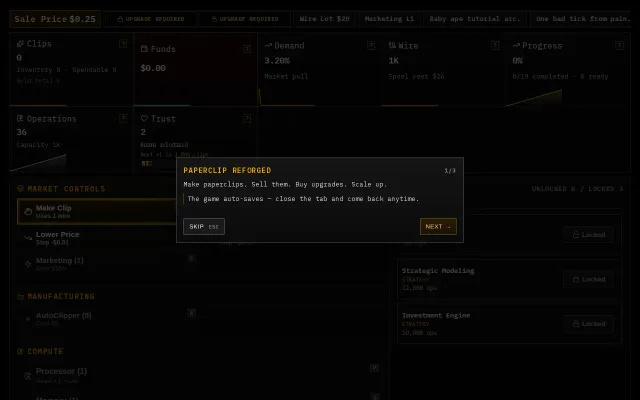Paperclip Reforged – A from-scratch remake of Universal Paperclips