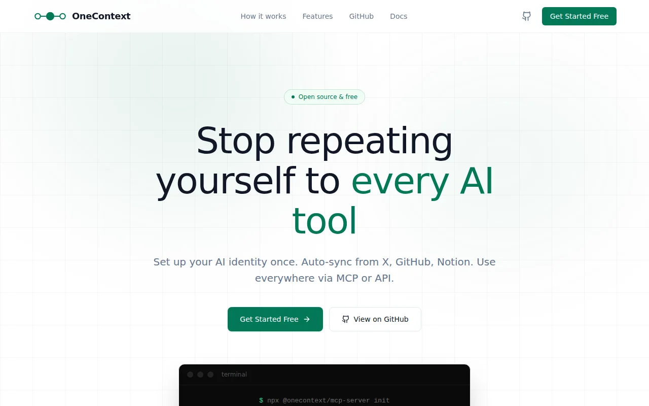 OneContext, an Open-source AI identity that syncs across all your tools