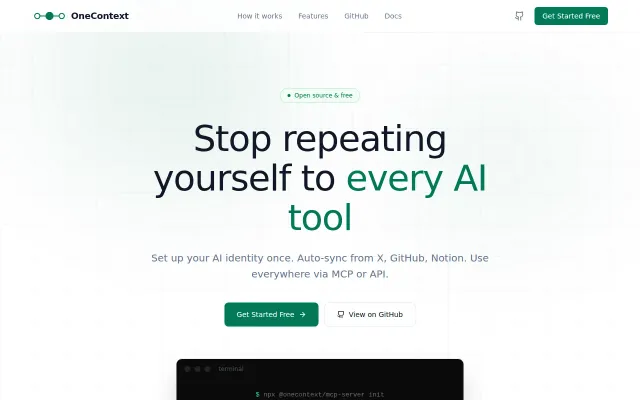 OneContext, an Open-source AI identity that syncs across all your tools