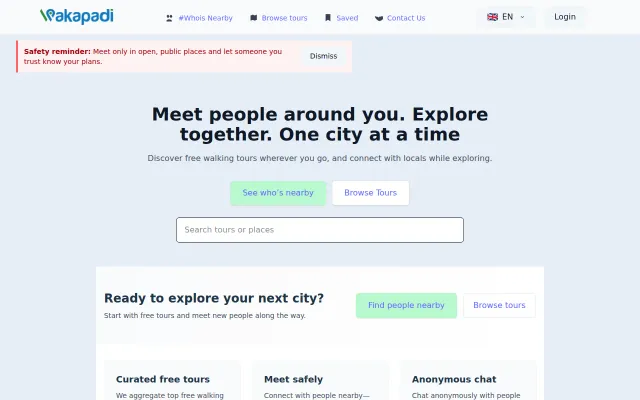 Wakapadi – Meet locals and travelers nearby and join free walking tours