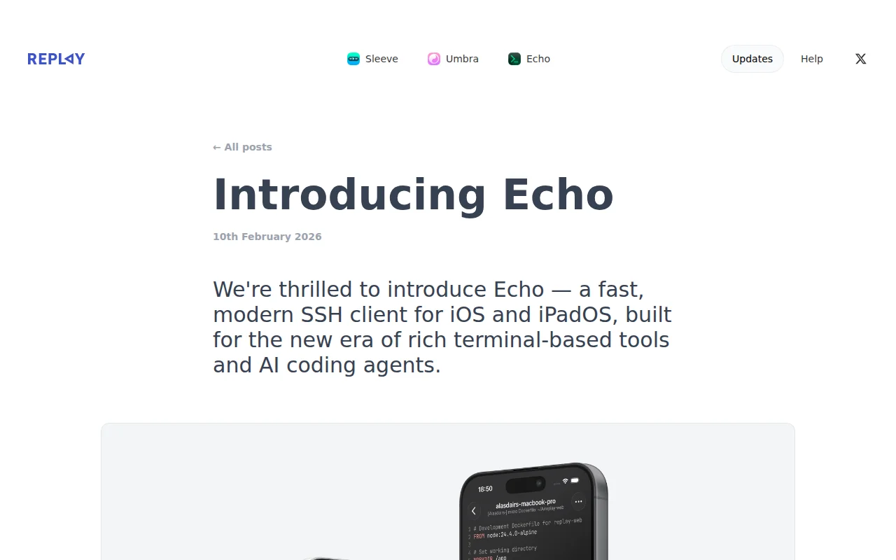 Echo, an iOS SSH+mosh client built on Ghostty