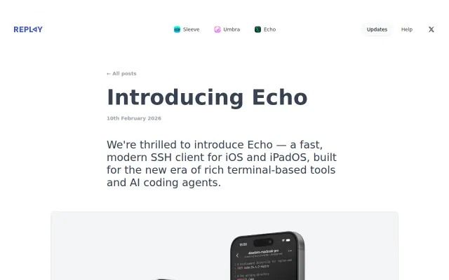 Echo, an iOS SSH+mosh client built on Ghostty