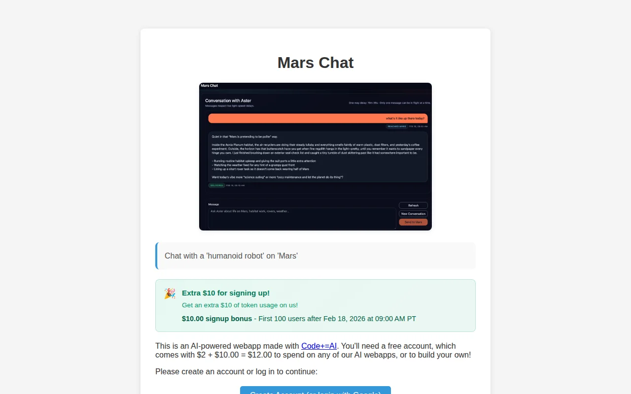 Chat with a 'humanoid robot' on 'Mars' with accurate time delay