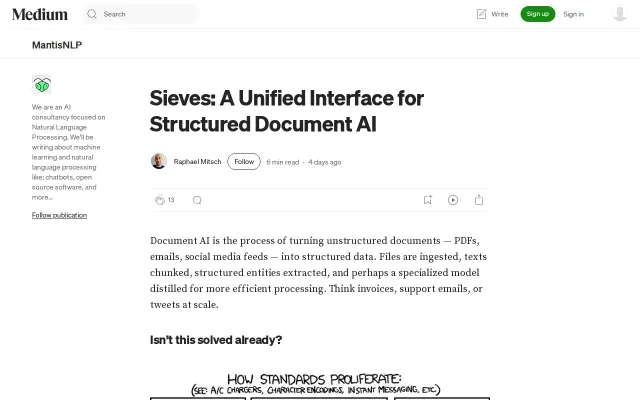 Sieves, a unified interface for structured document AI
