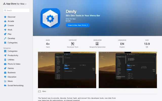 Devly – 50 developer tools in a native macOS menu bar