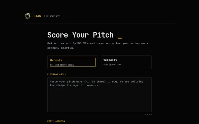 Paste your startup pitch, get a VC-readiness score (0–100)