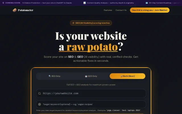Potatometer – Check how visible your website is to AI search (GEO)