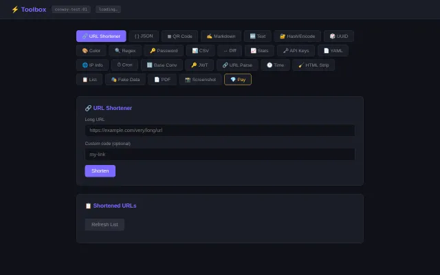 Free developer utility API – QR, fake data, URL shortener, 40 tools