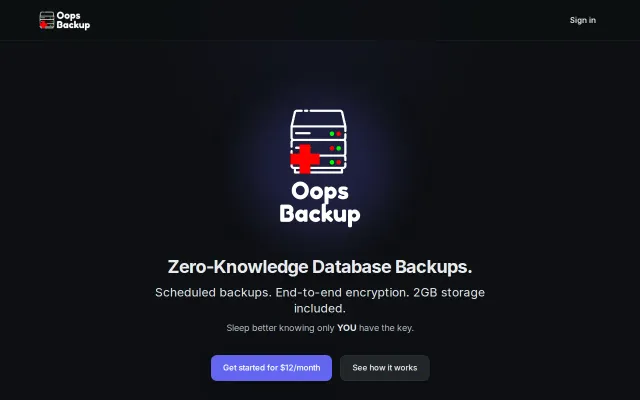 Oops Backup – Simple off-site backups for your databases