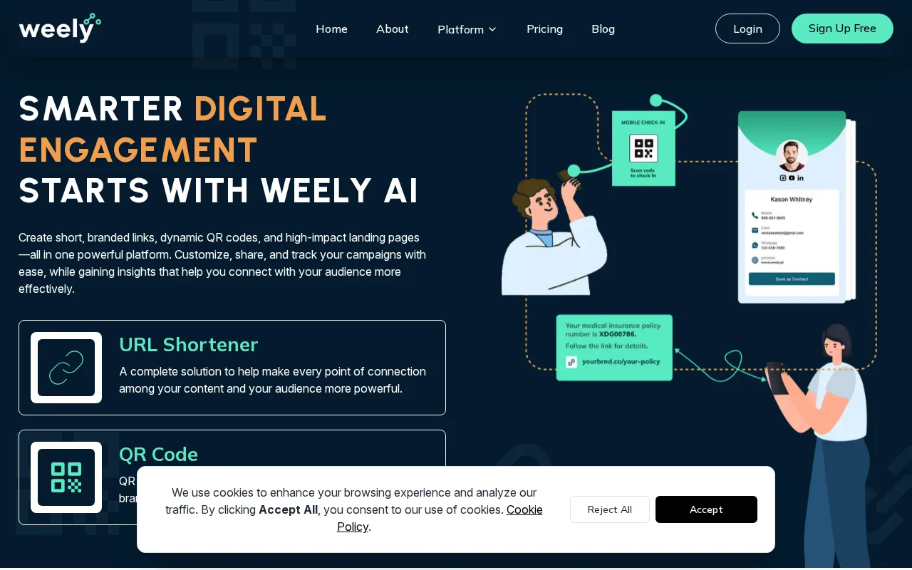 Weely AI – Branded Link Management and QR Code Generator Platform"
