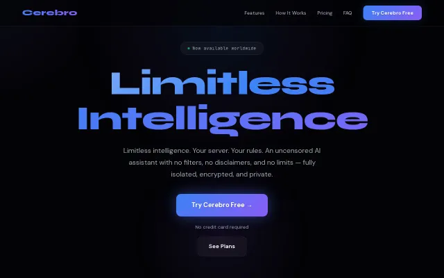 Cerebro – A hosted AI agent with real browser, web search, and email