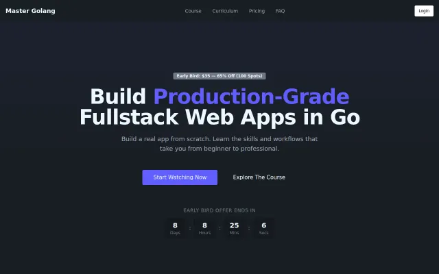 Master Golang, Fullstack Go web dev course, scratch to production