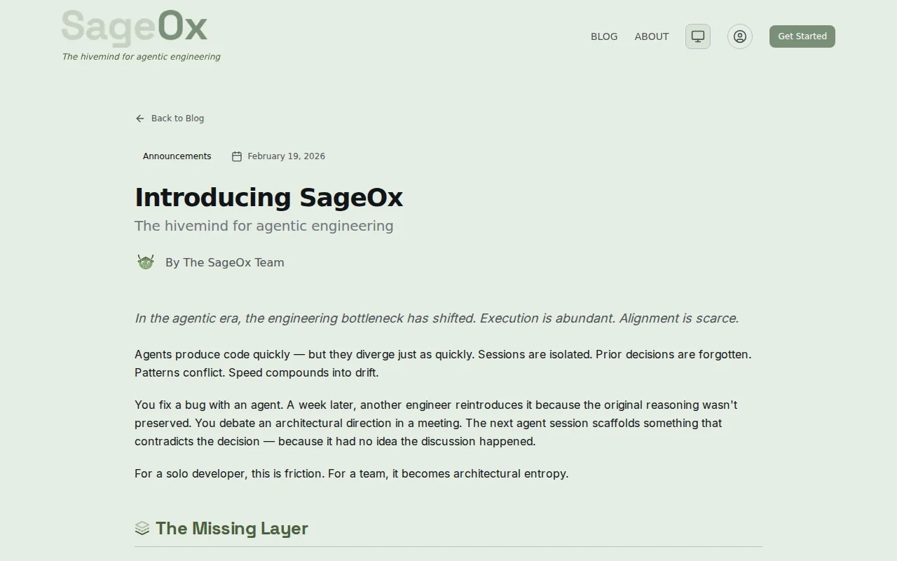 SageOx – The Hivemind for Agentic Engineering