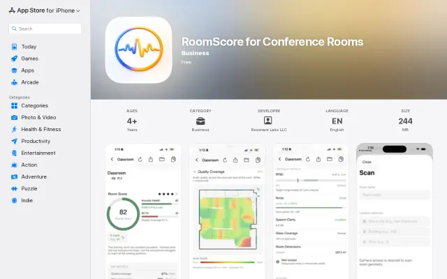 RoomScore – Measure conference room acoustics with iPhone Lidar