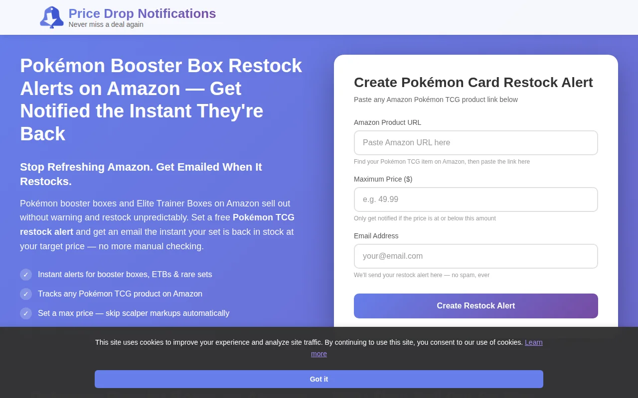Pokémon Booster Box Restock Alerts on Amazon