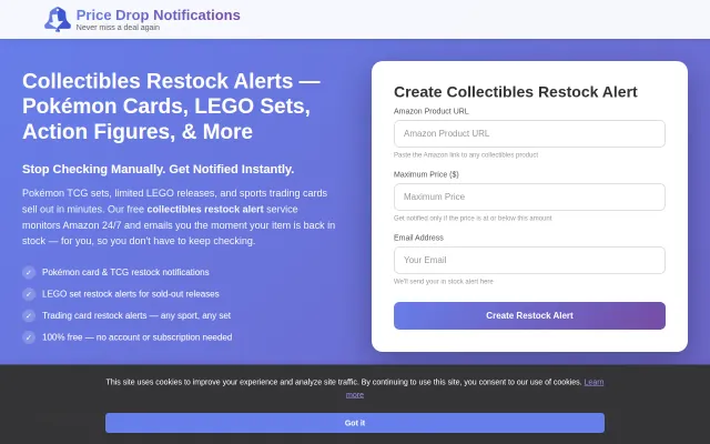 Collectibles Restock Alerts – Pokémon Cards, Lego, Action Figures, etc.