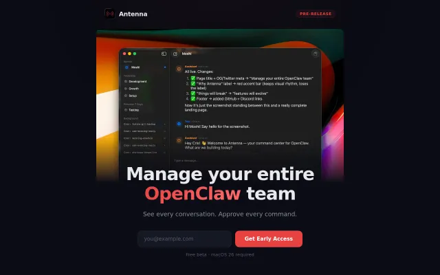 Antenna, a command center for OpenClaw agents
