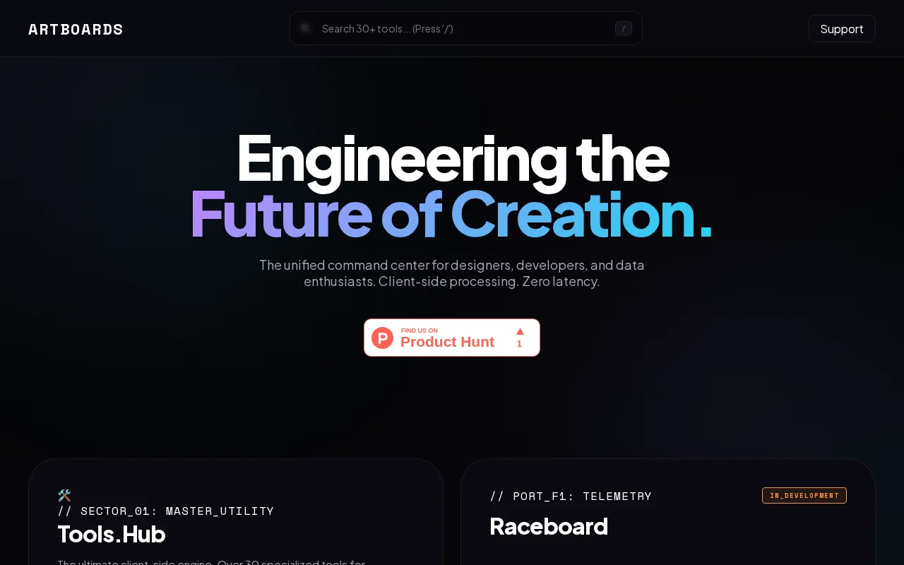 A local-first hub with 35 dev/design tools and a dark-mode UI library