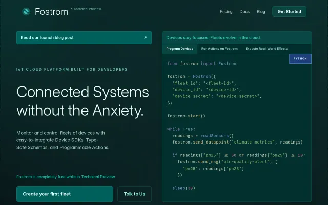 Fostrom, an IoT Cloud Platform built for developers