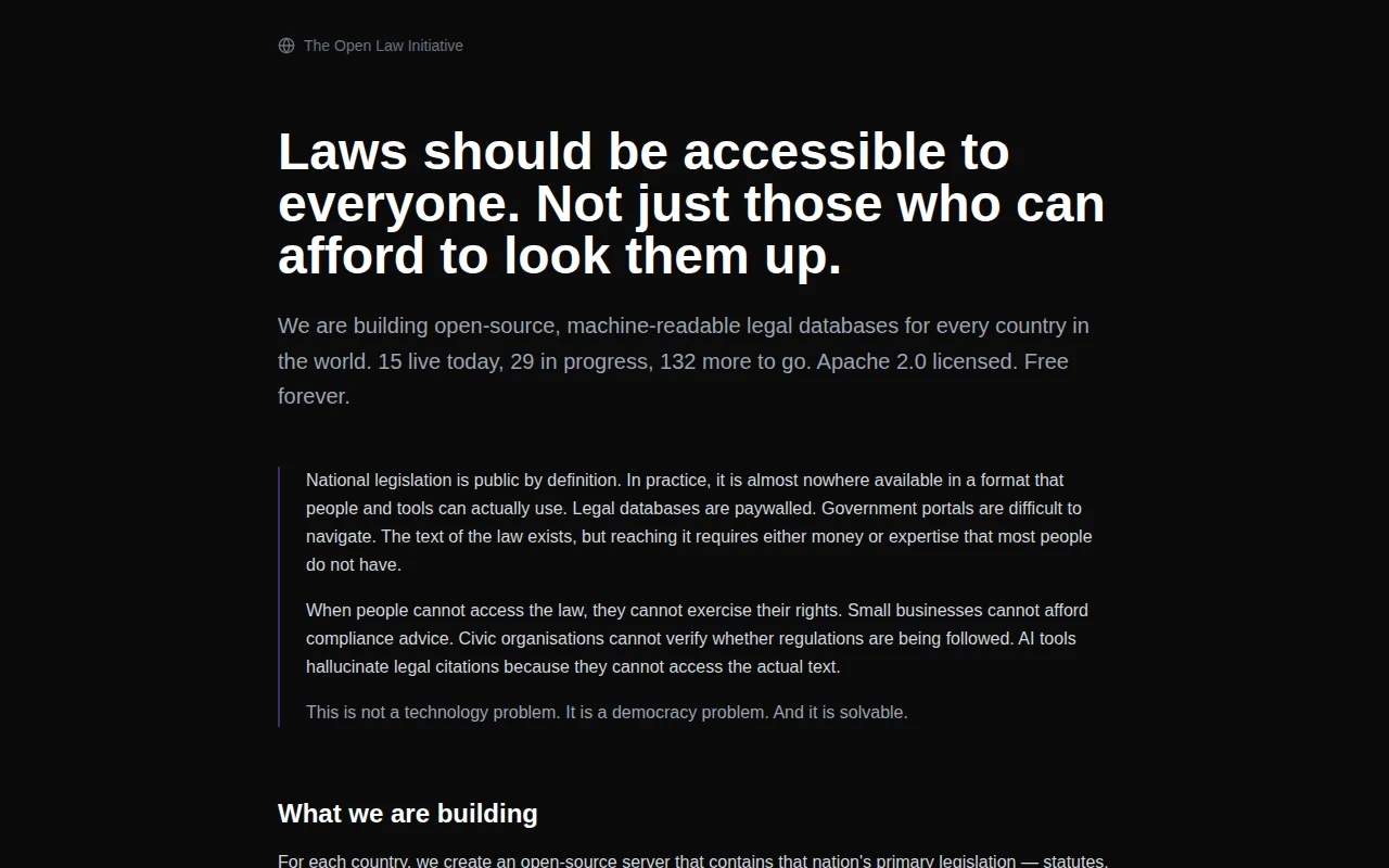 Open-source MCP servers making every country's law searchable by AI