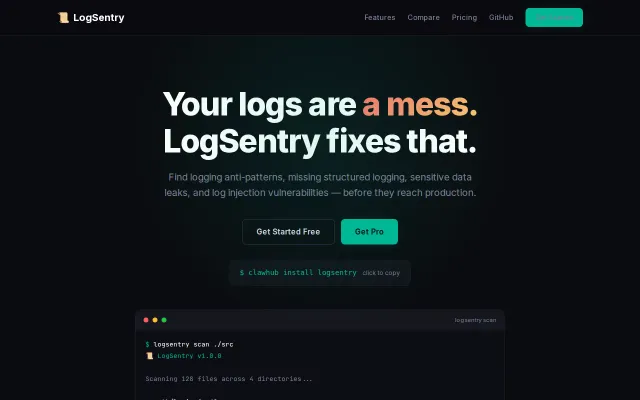 LogSentry – Static analysis for logging quality (100% local)