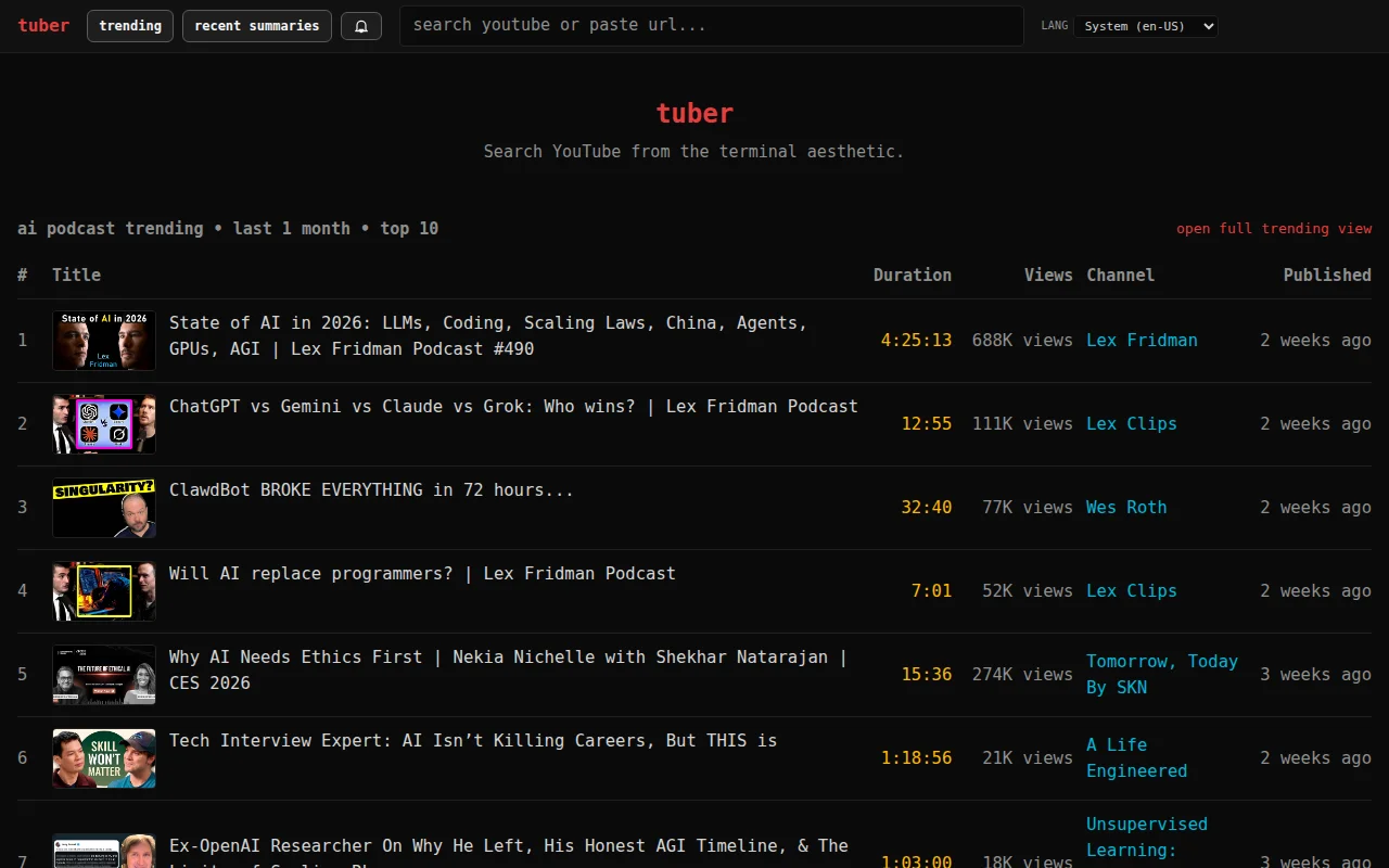 Tuber – YouTube client for productive watching