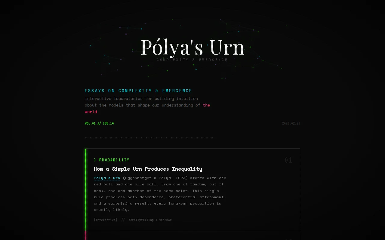 Polya's urn – essays on complexity and emergence