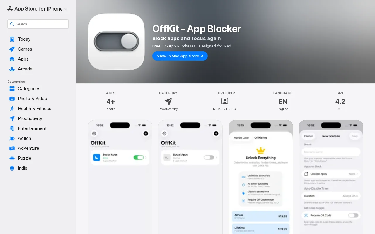 OffKit – an iOS app blocker that adds friction