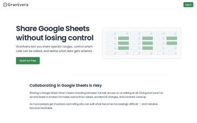 Grantvera – cell-level permission control for Google Sheets