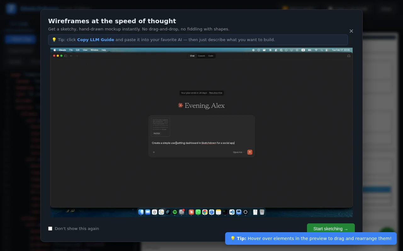 Sketchdown – Wireframes as code, like Mermaid but for UI mockups