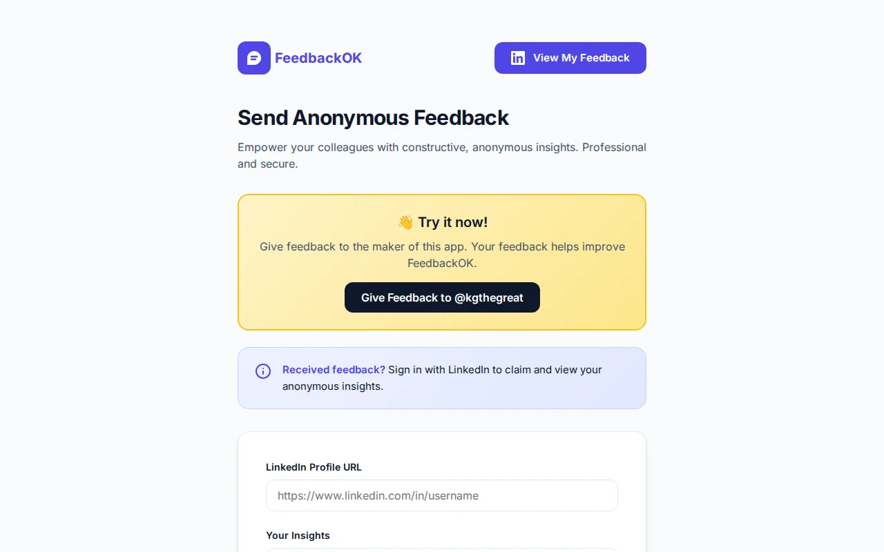 Give anonymous, constructive feedback to colleagues on LinkedIn