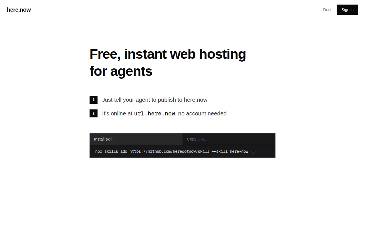 Here.now – Web Hosting for Agents