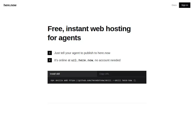 Here.now – Web Hosting for Agents