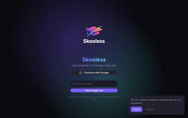 Skooless – Swipe through 5-min micro-lessons instead of TikTok (PWA)