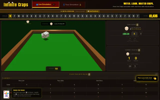 My Degenerate Craps Simulator